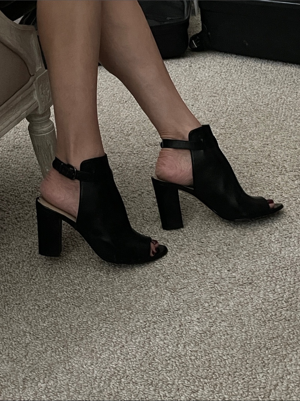 Via Spiga Black Open-Toe genuine, soft, leather Heels